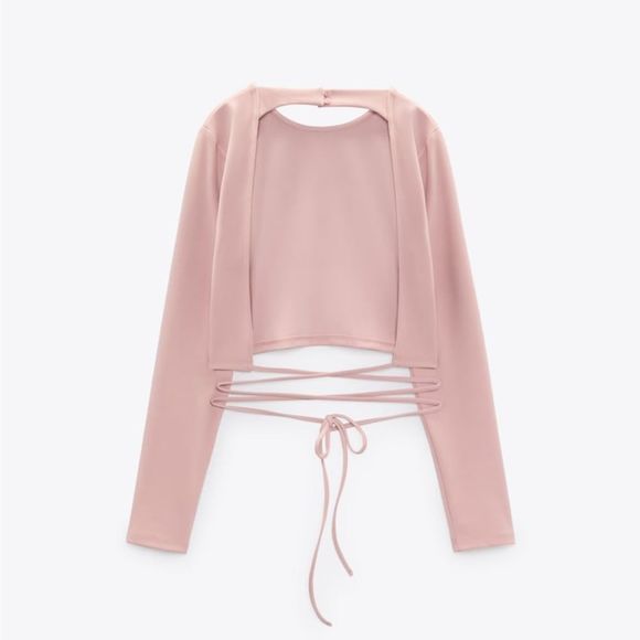 ZARA PALE PINK CROP TOP & SKIRT (sold as a set) LARGE 3067/132/030/18 - Picture 13 of 15